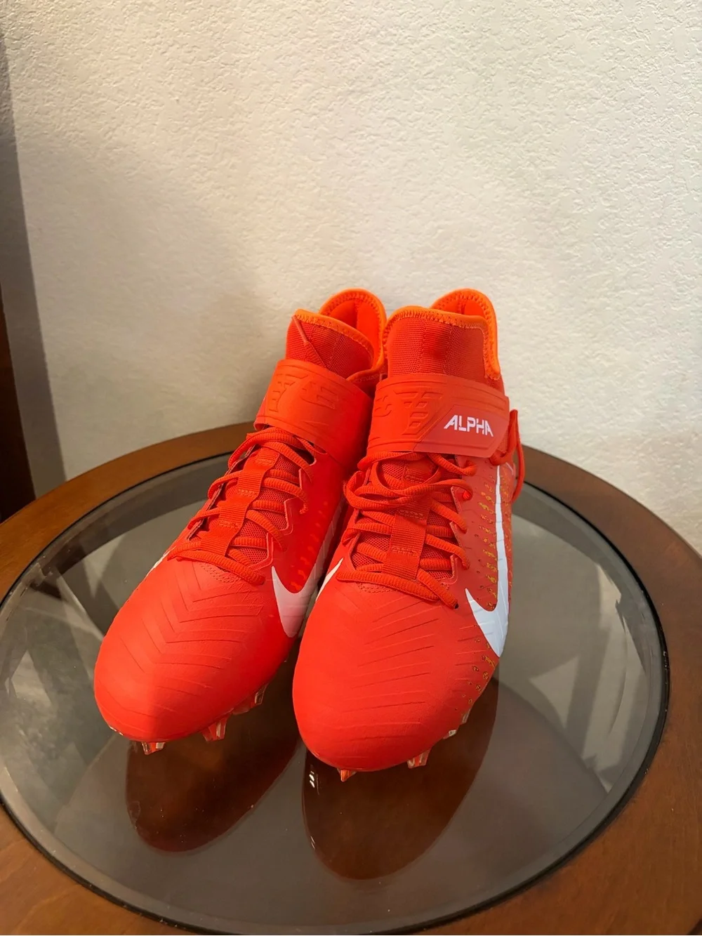 Nike Men's Alpha Football Cleats in Bright Orange with White Swoosh